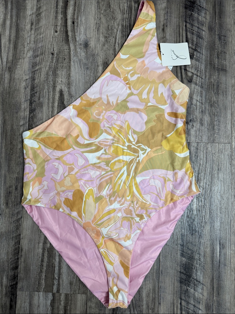 NWT Baiia Bermuda Reversible Wrapsuit Pink Floral AU 24 / US 20 One Shoulder - Picture 2 of 4